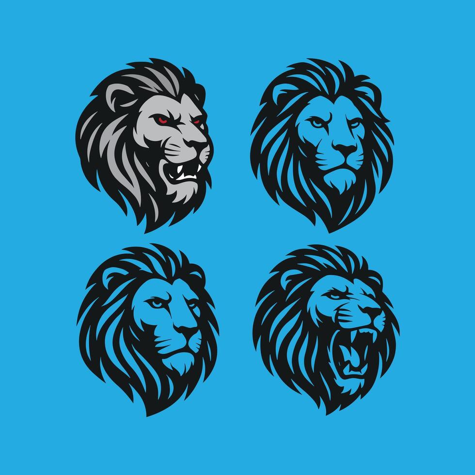 Four Lion Head Designs for Logos and Branding vector