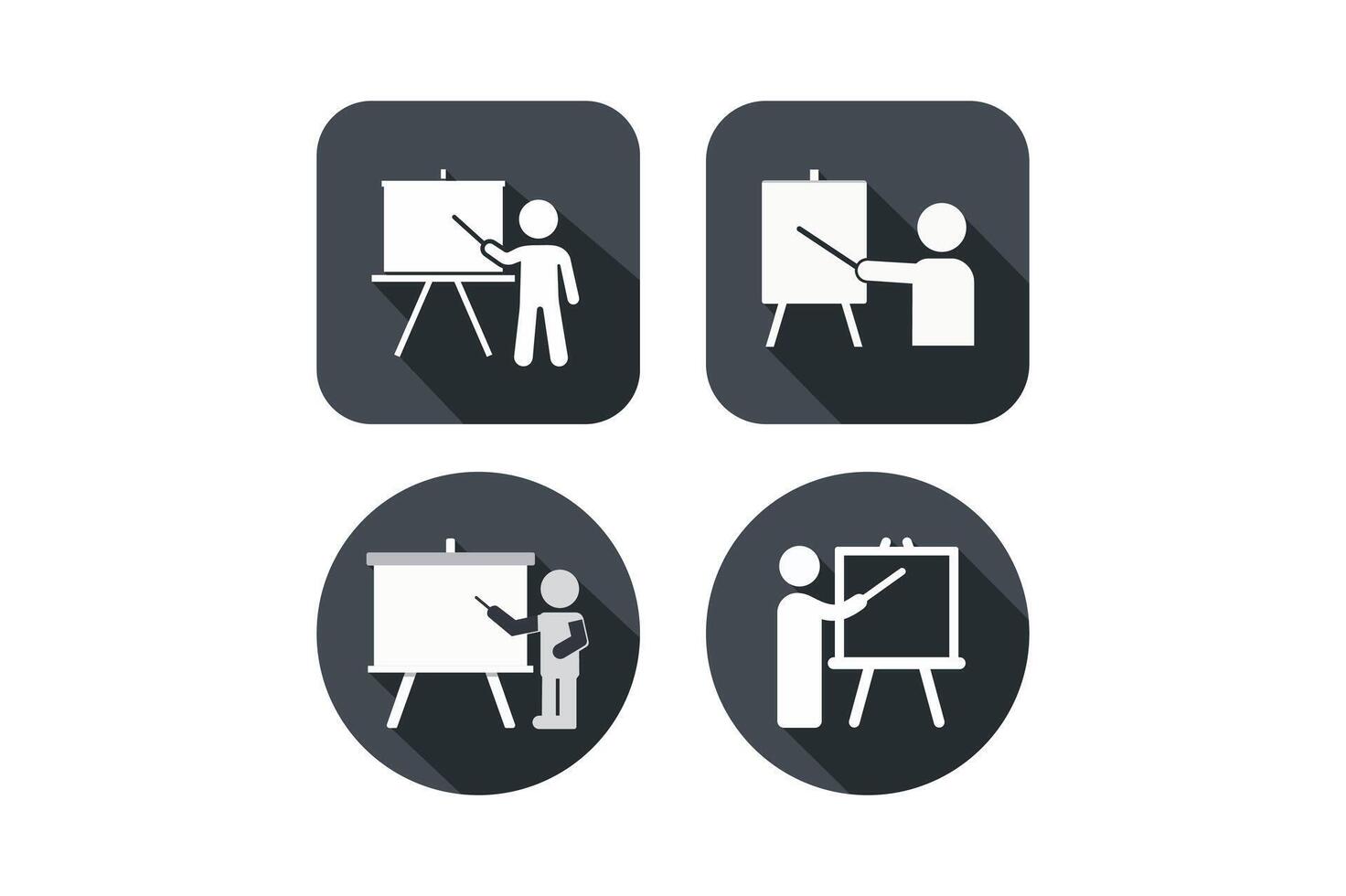 Presentation icons illustrating business training teaching and concept in modern minimalist design vector