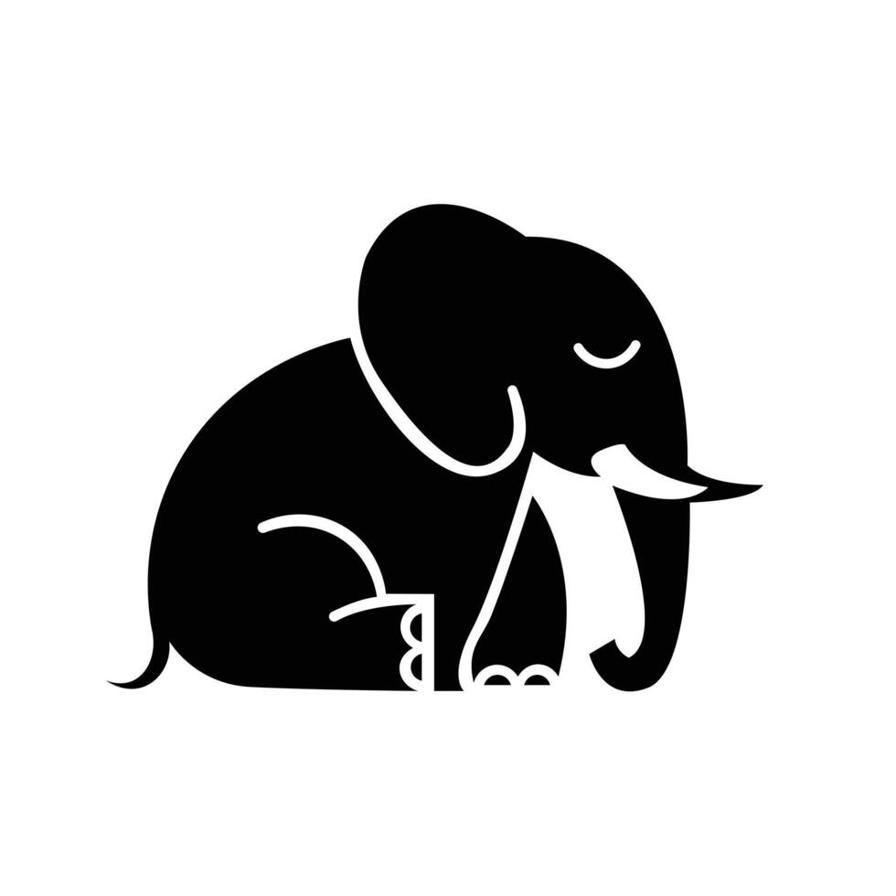 African baby elephant silhouette on white background vector