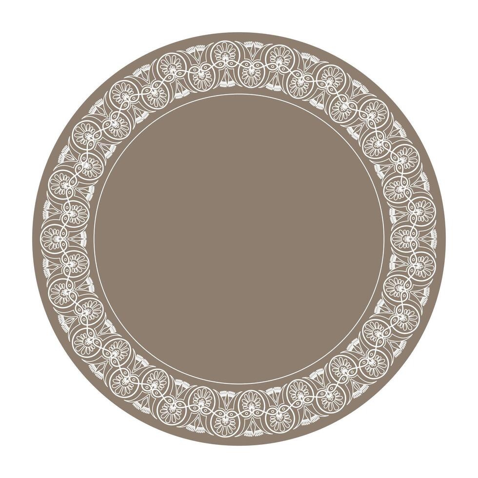 Gold round classical Greek floral ornament. European ornament. Border, frame, circle, ring Ancient Greece, Roman Empire. Pattern frame for round surface, household utensil, textile, embroidery vector