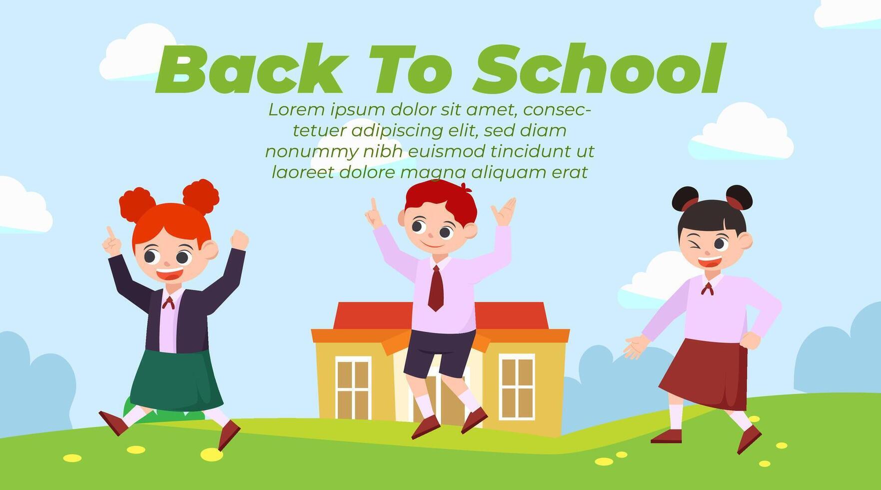 Cute three kids scene for back to school celebration vector