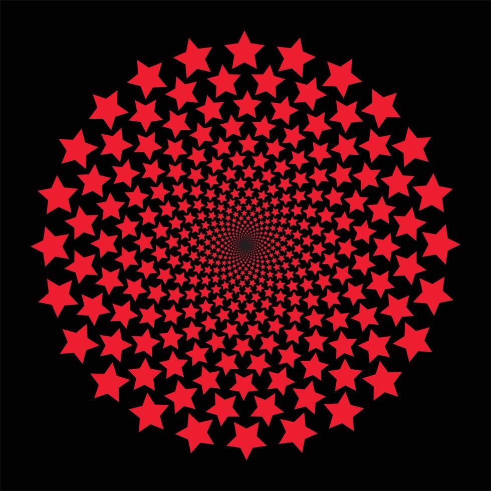 Hypnotic red star Spiral Background vector