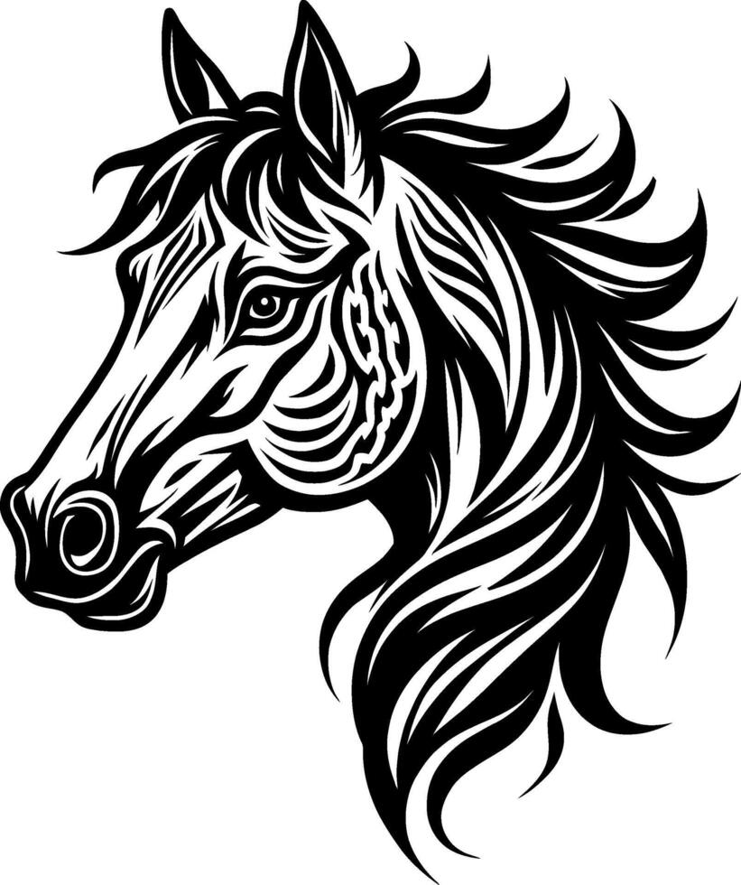 A Black Horse Head Silhouette Design. vector