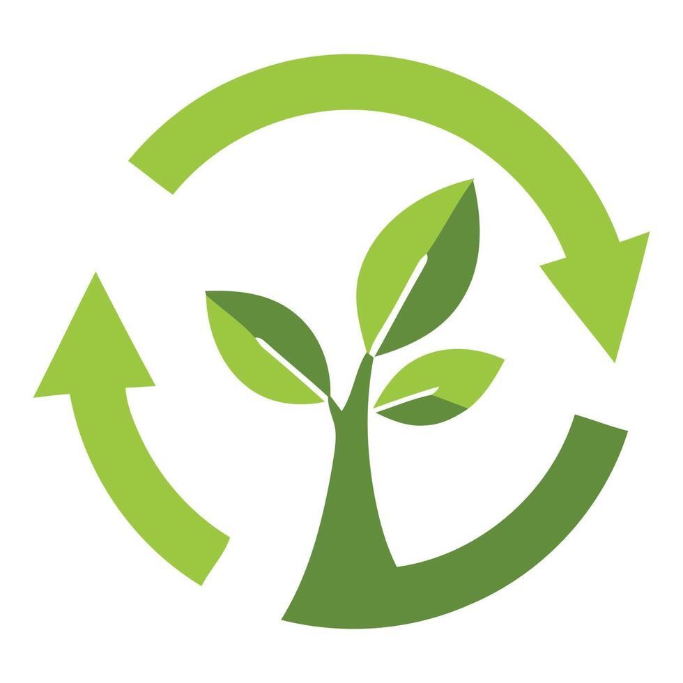 Green plant growth cycle arrows logo isolated on white background vector