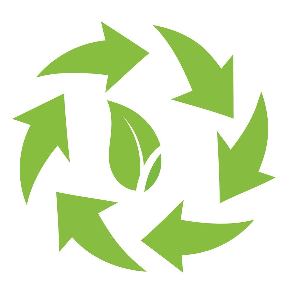 Green circular arrows with leaf icon isolated on white background vector