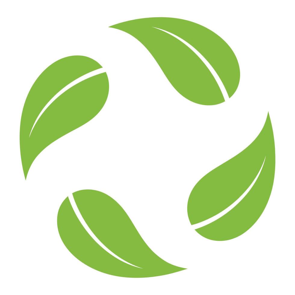 Circular green leaf design isolated on white background vector