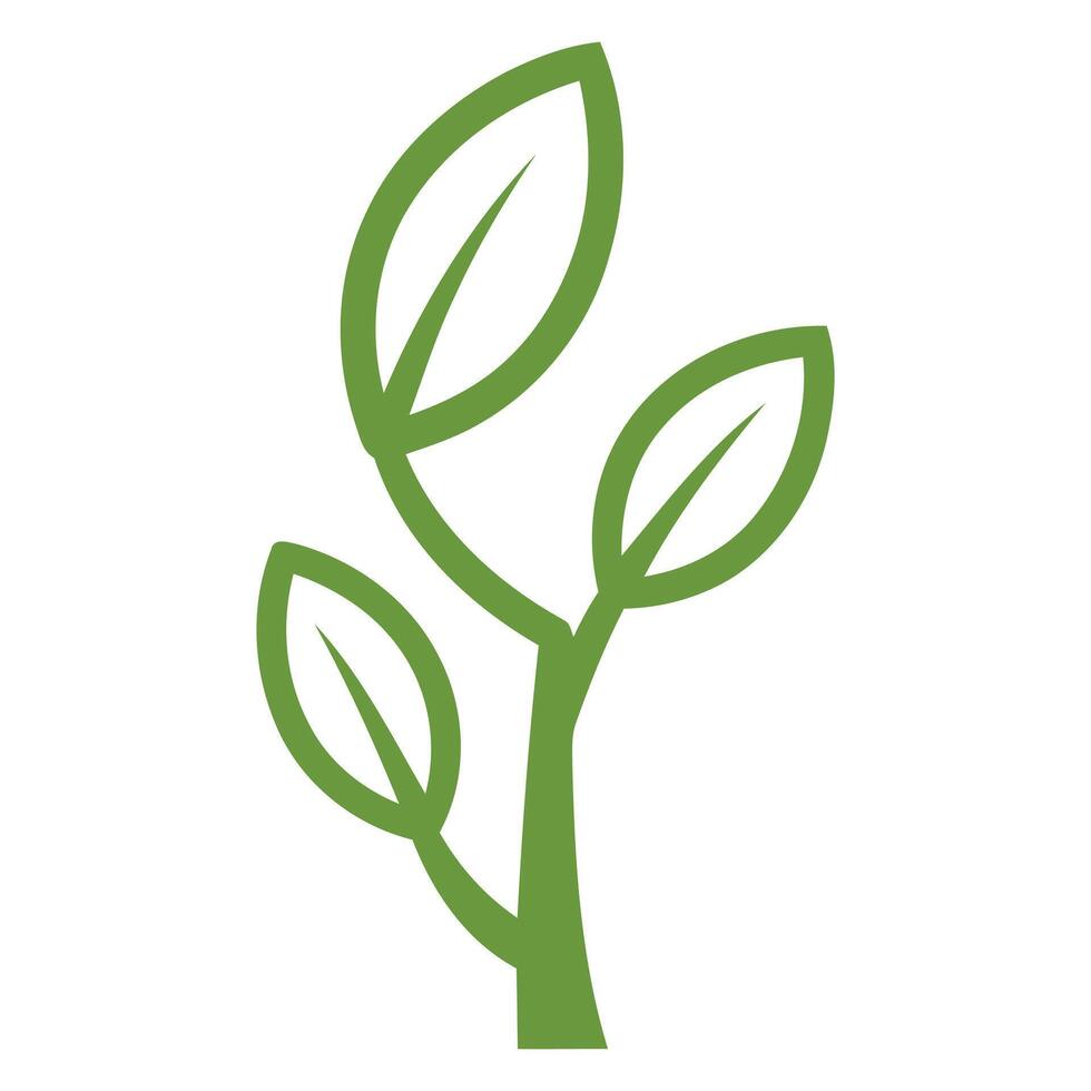 Simple green plant sprout graphic isolated on white background vector