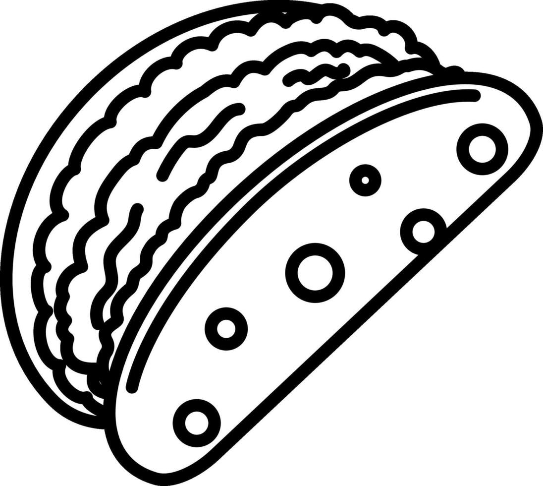 Taco line icon, Mexican fast food outline icon vector