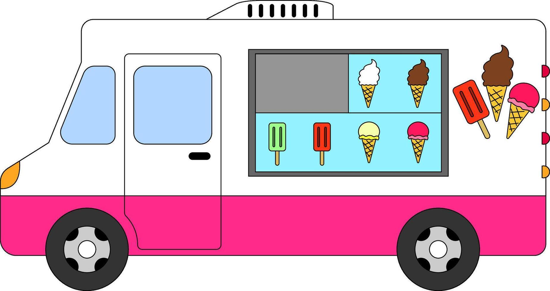 Ice Cream Truck Flat Illustration vector