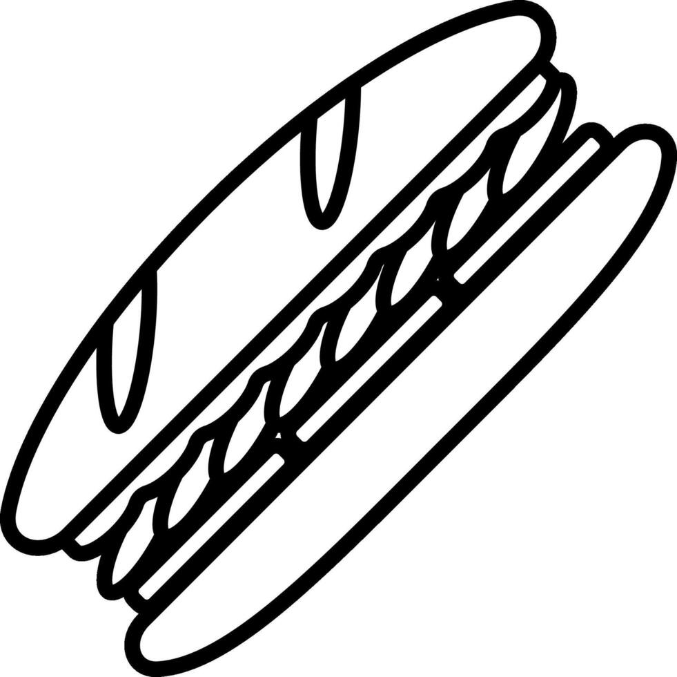Baguette sandwich outline icon vector