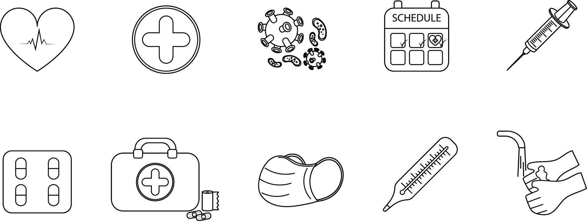Healthcare and Medical Essentials Icon Set vector