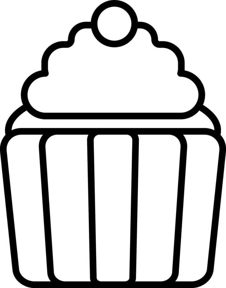 Cupcake outline icon, sweet dessert illustration vector