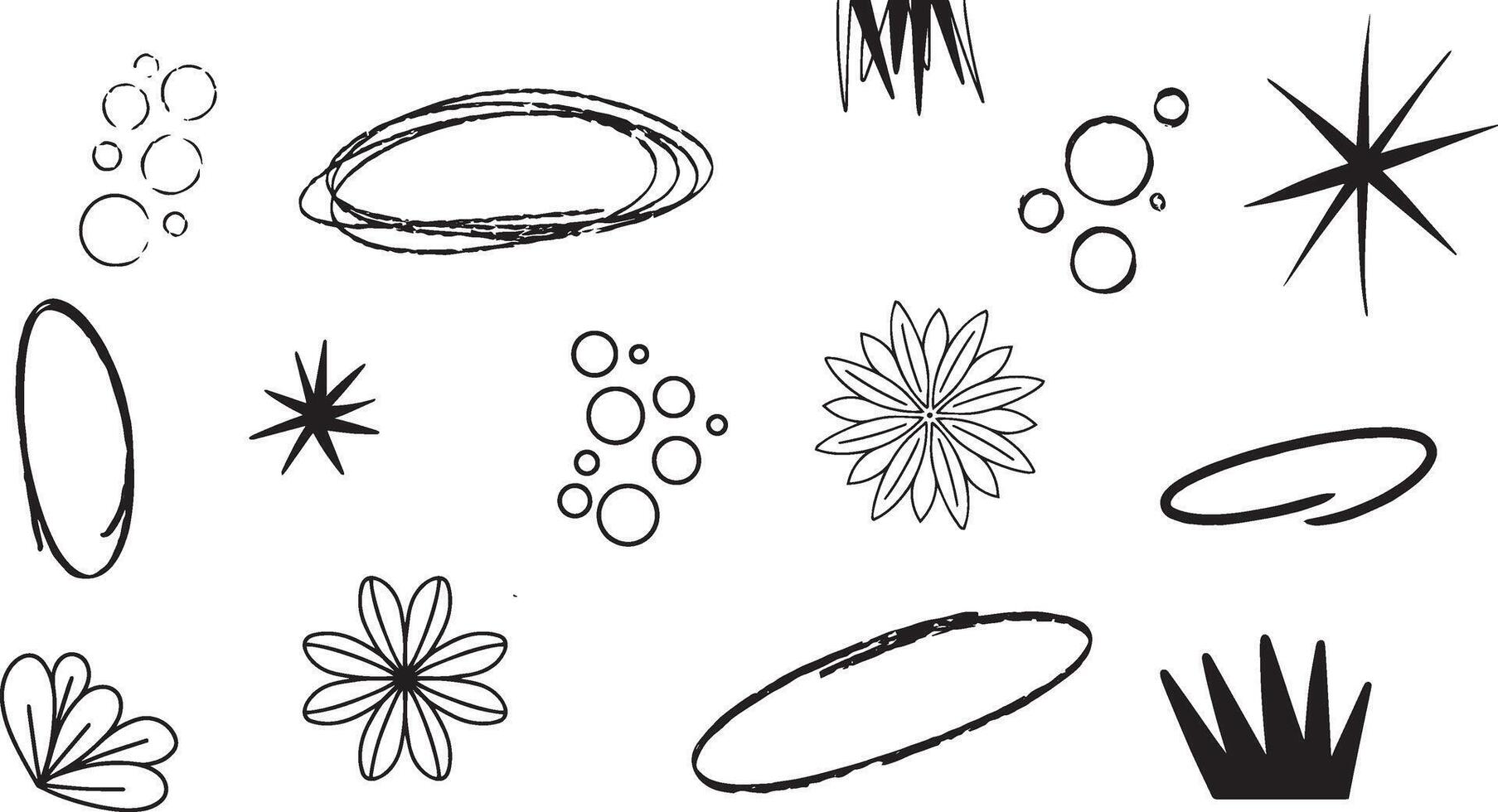 Doodles Scrabble isolated assets individual black and white vector