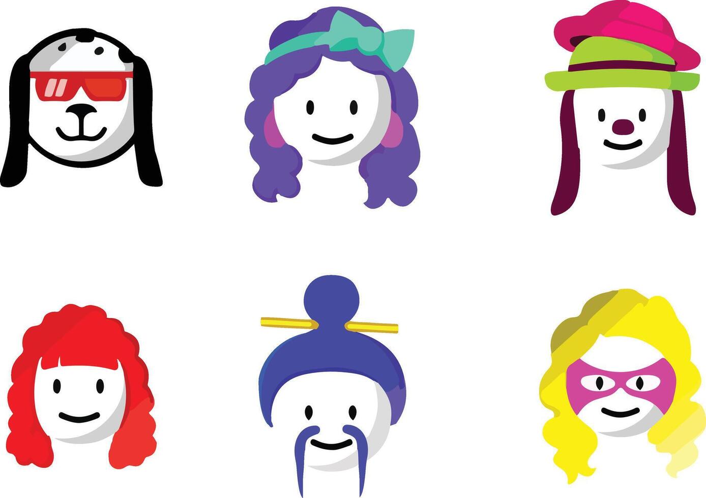 Just Dance Now game characters isolated assets vector