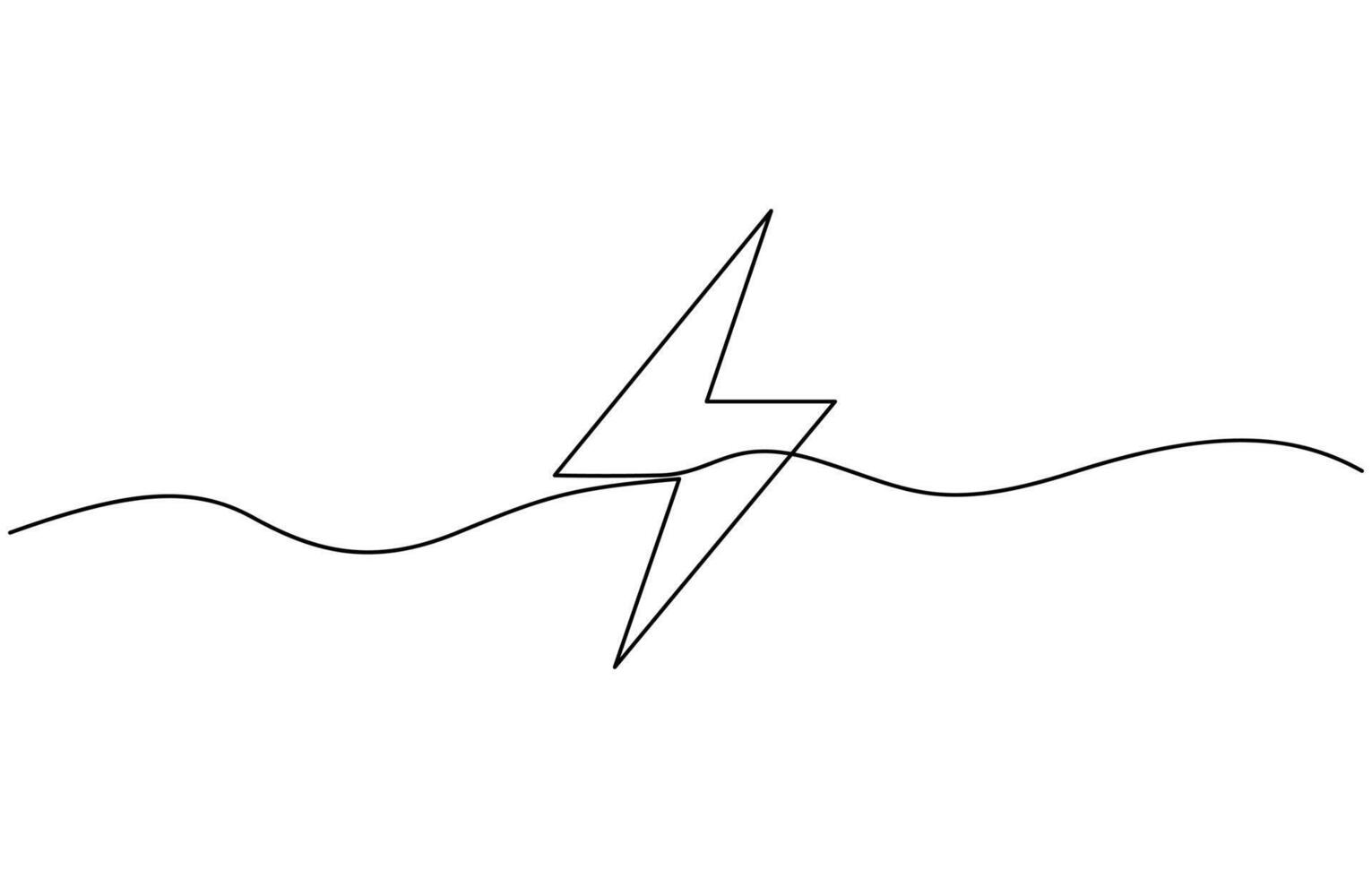 Lightning electric power in continuous one line art drawing. vector
