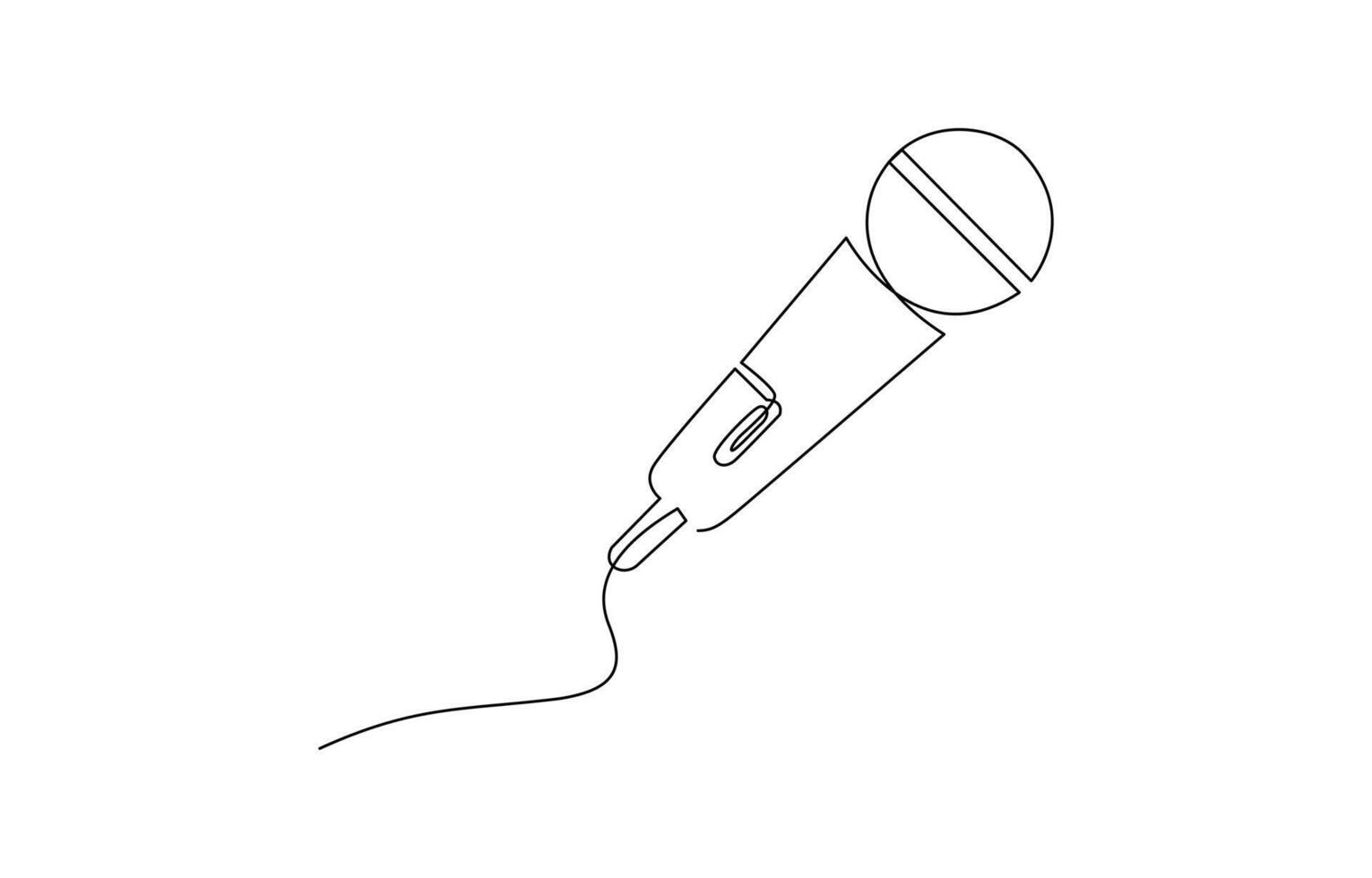 wired microphone continuous line art drawing, Retro microphone in one line art. vector