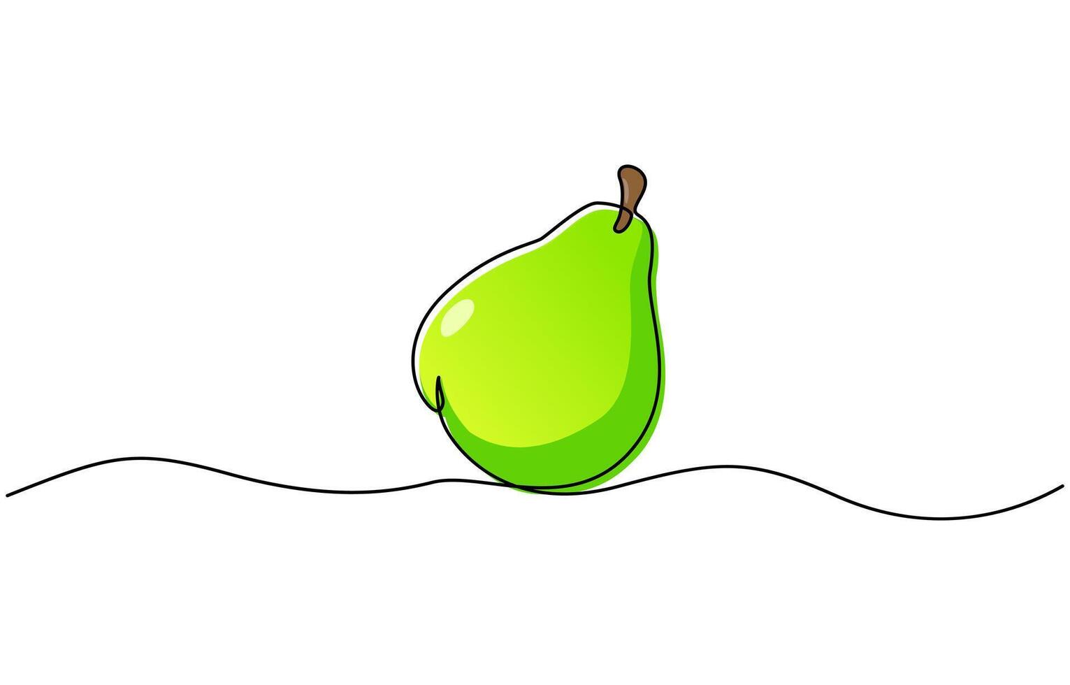 Pear drawing drawn with one continuous line, Pear in one line drawing art style. vector