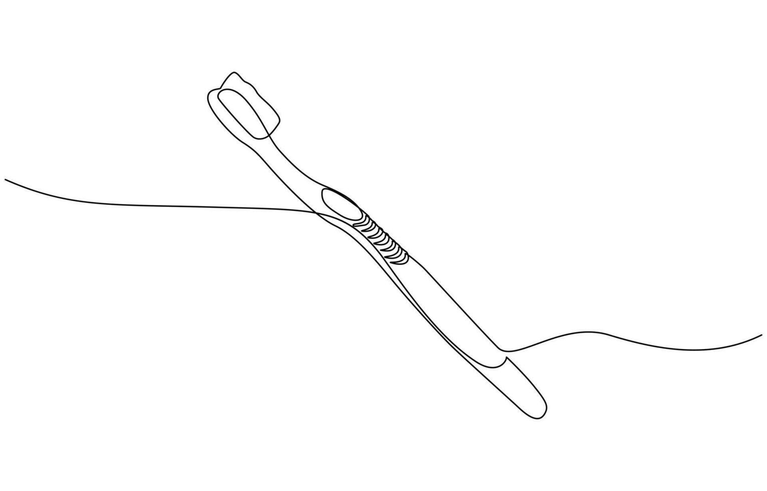 Toothbrush single continuous one line drawing with toothpaste. Dental care concept, minimalist drawing. vector