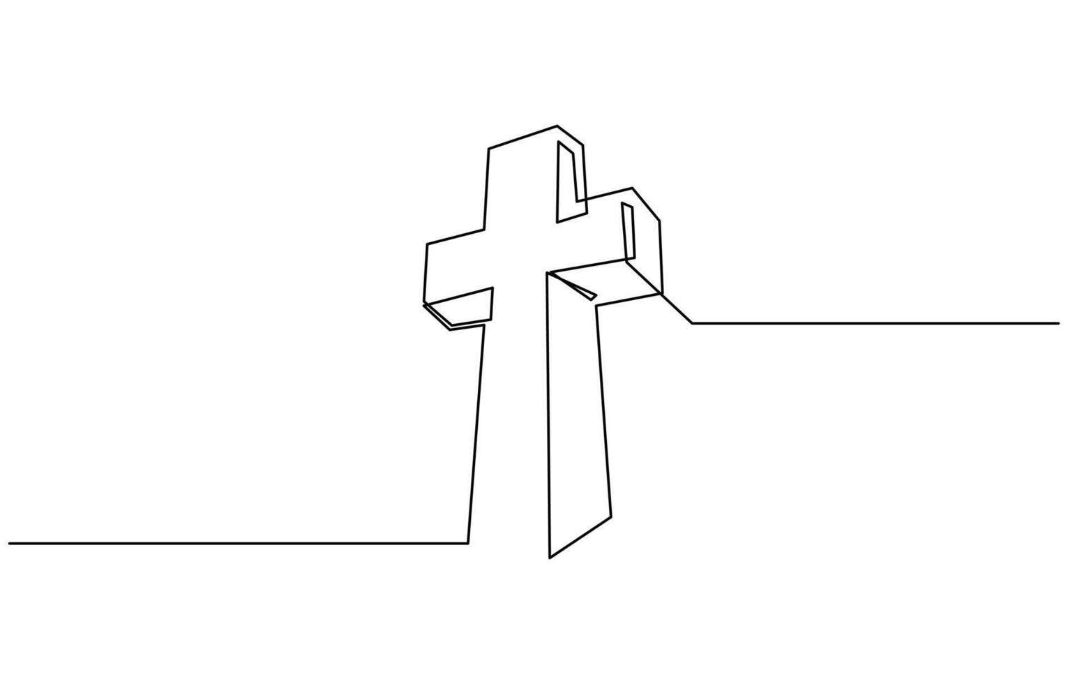 Christian cross in continuous line drawing style. Line art of christian cross. Christian cross. Continuous line drawing. Christianity religion concept editable stroke vector