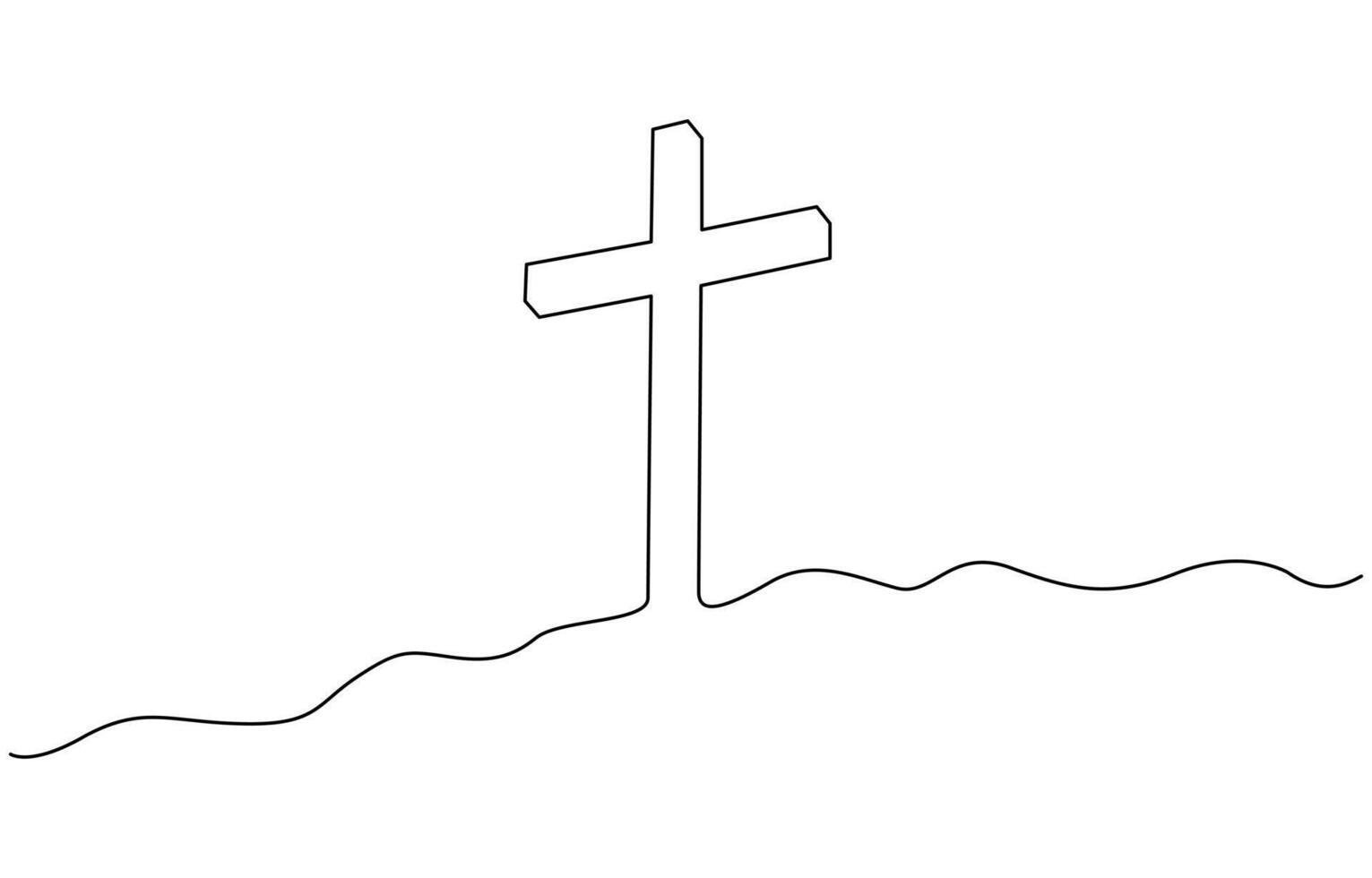 Christian cross in continuous line drawing style. Line art of christian cross. Christian cross. Continuous line drawing. Christianity religion concept editable stroke, premium design. vector