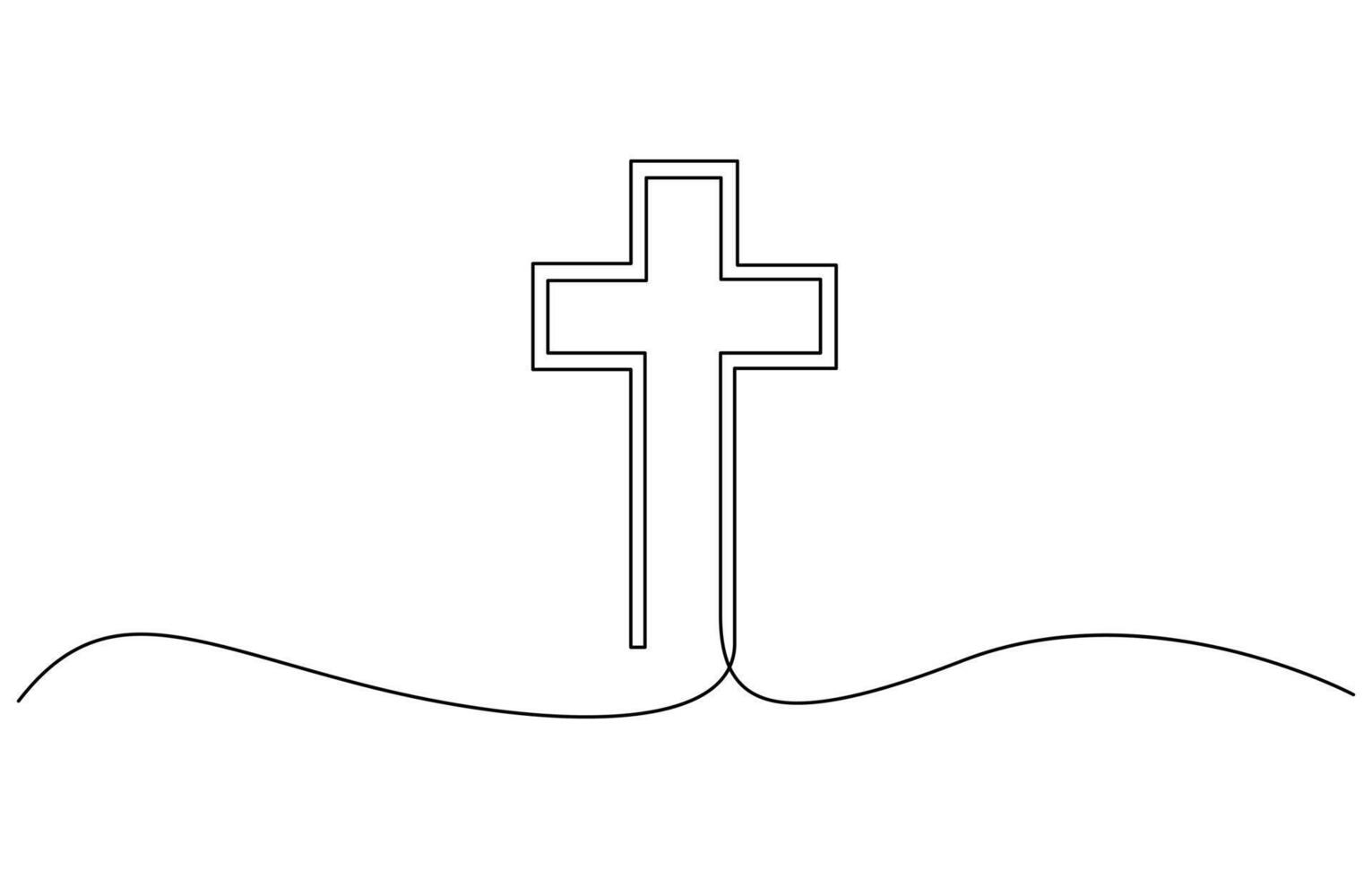 Christian cross in continuous line drawing style. Line art of christian cross. Christian cross. Continuous line drawing. Christianity religion concept editable stroke. vector