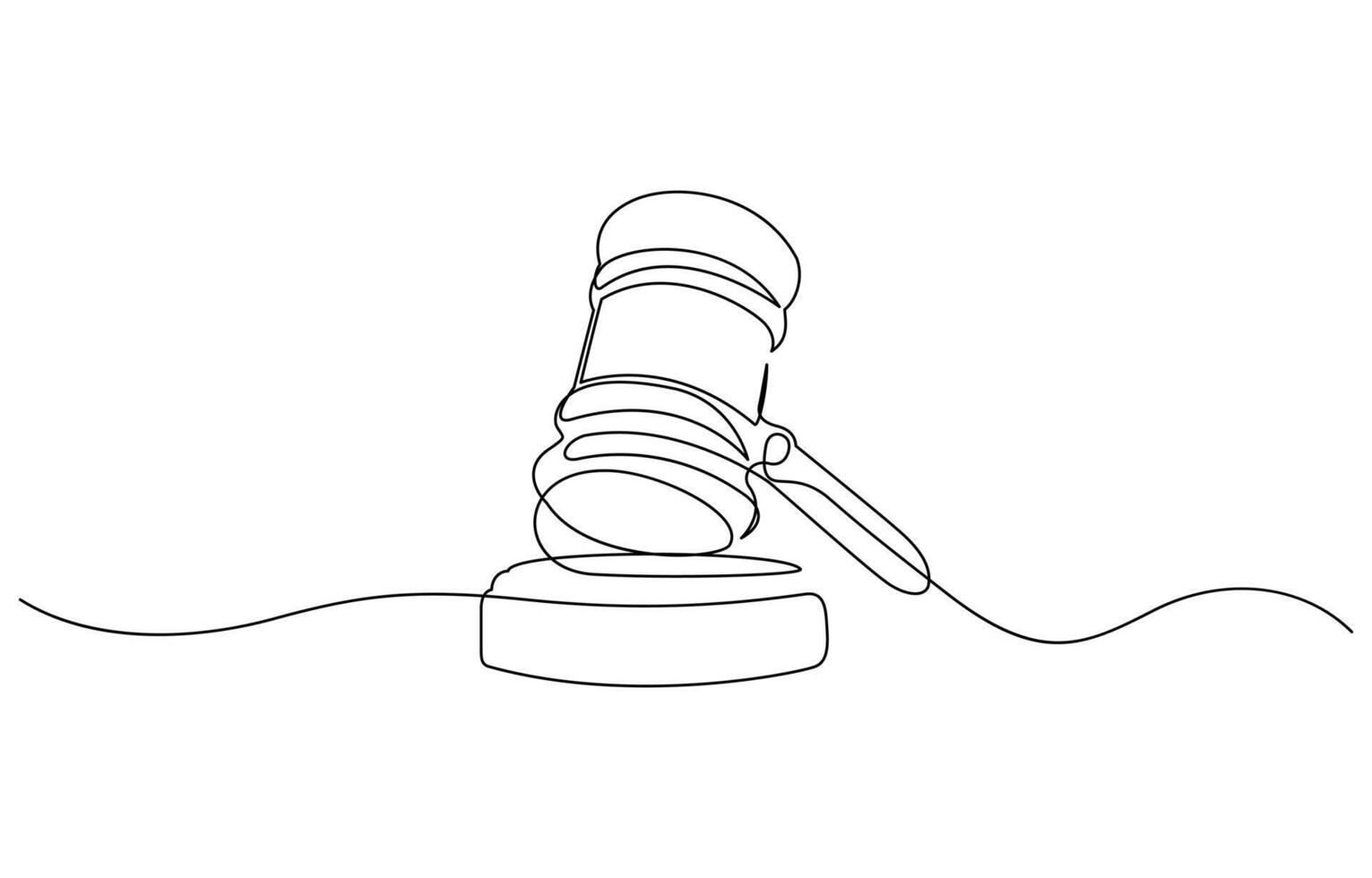 Judge hammer one continuous single line art drawing, One line drawing of judge hammer law symbol continuous hand drawn sketch minimalist line art. vector