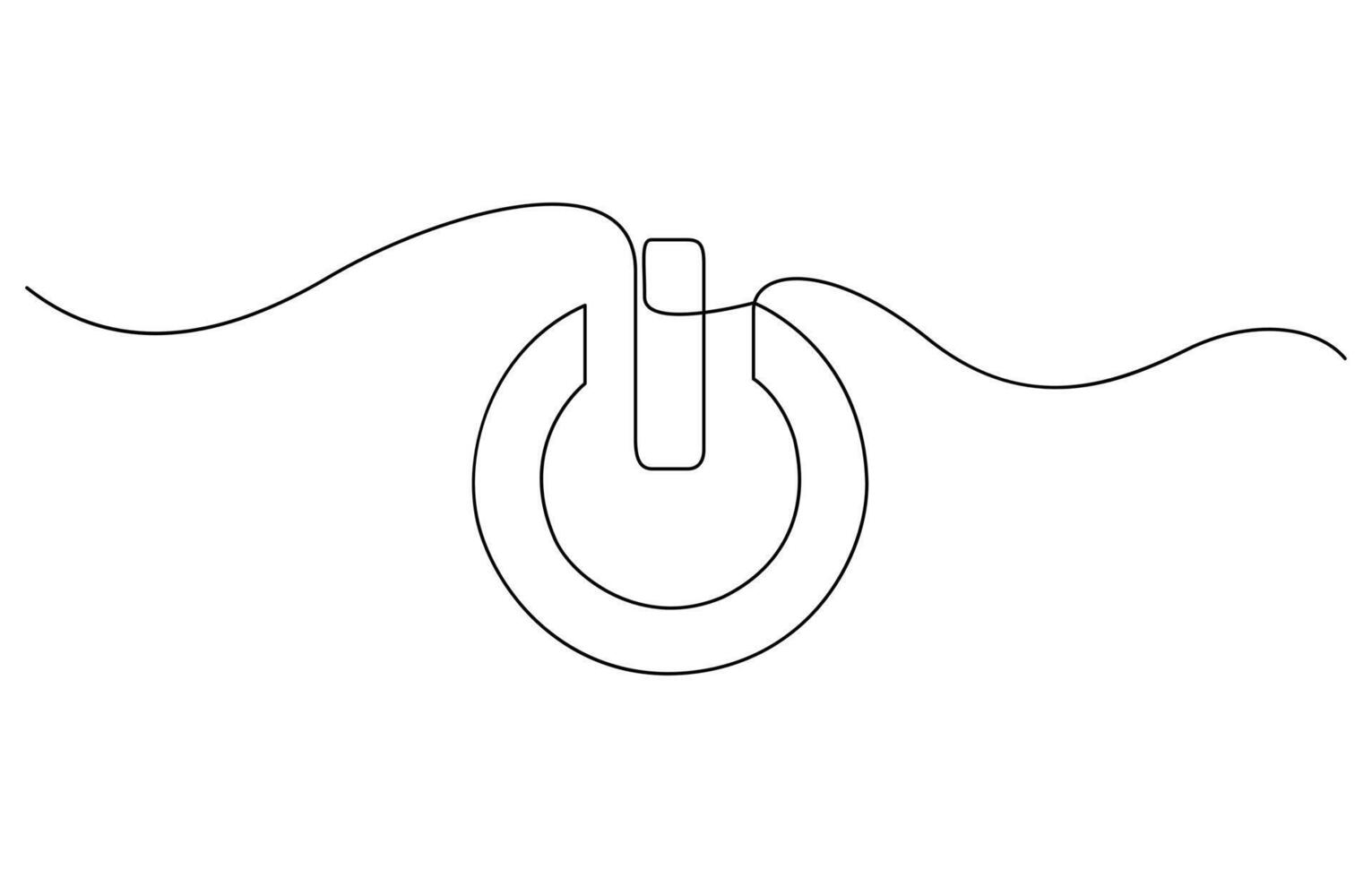 On-Off button in continuous line drawing style. Line art of On-Off button, energy saving icon. isolated white background. Editable stroke vector