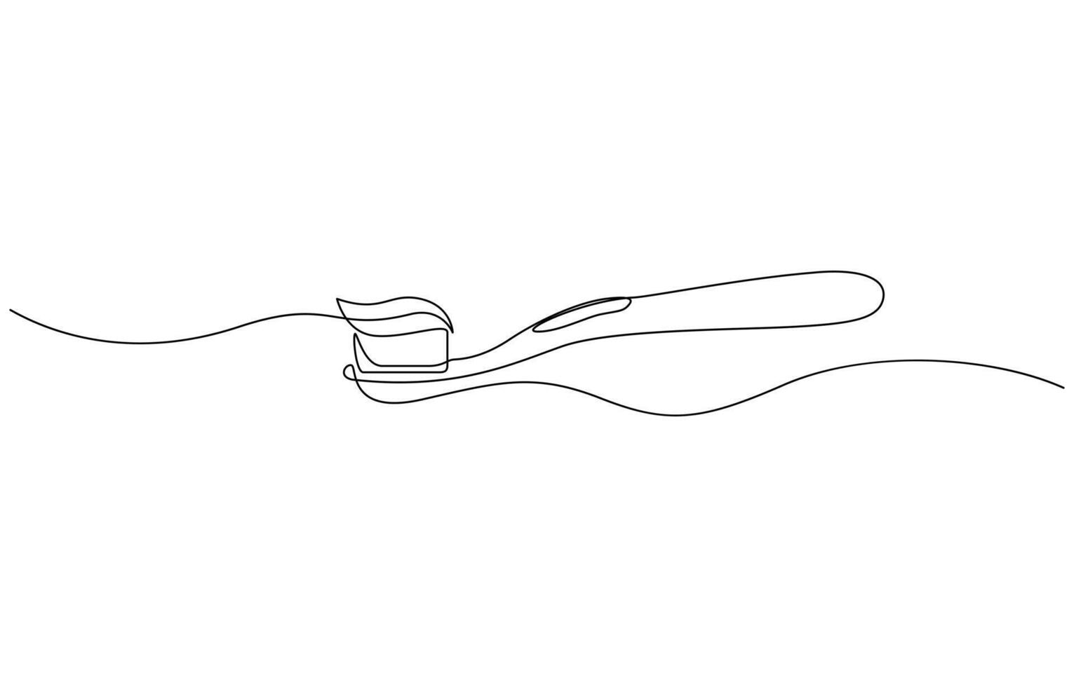 Continuous one line drawing of toothbrush and toothpaste,Dental care concept. Minimalist design. vector