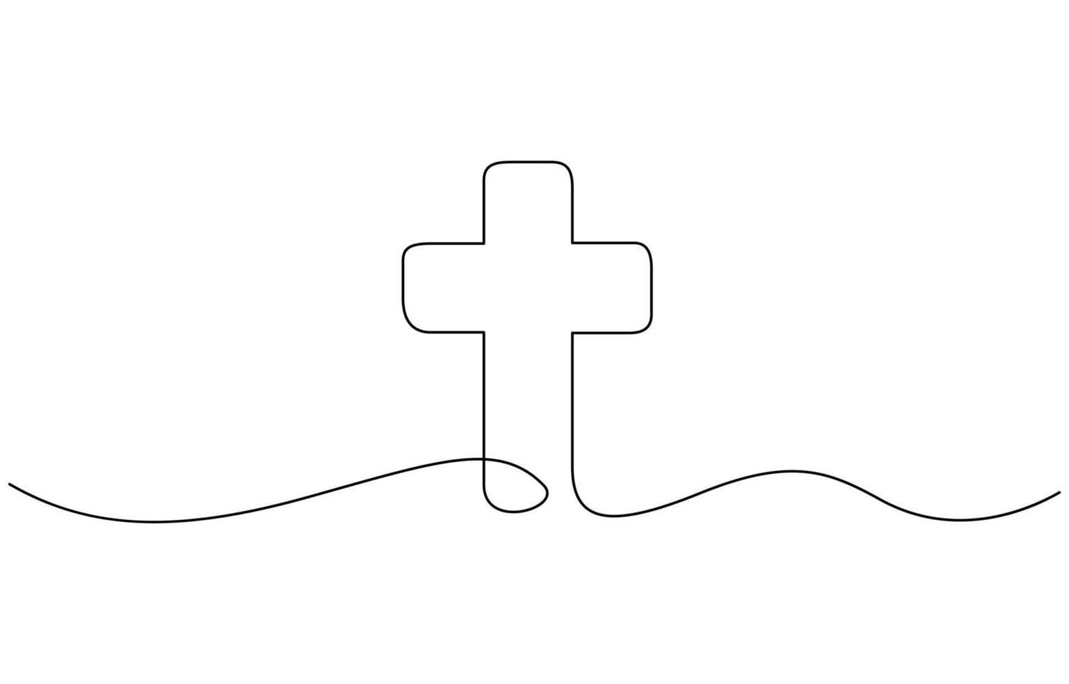 Christian cross in continuous line drawing style. Line art of christian cross. Christian cross. Continuous line drawing. Christianity religion concept editable stroke, premium drawing vector