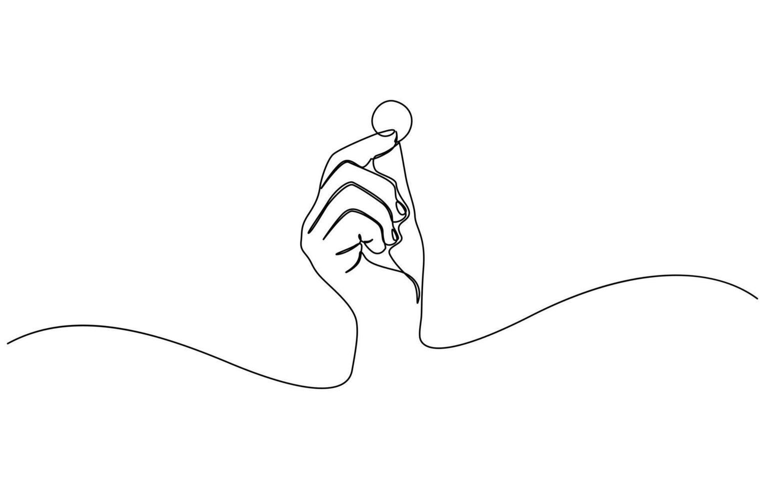 Hand holding coin continuous one line drawing art, Simplicity sketch hand drawn minimalism. One line drawing of hand holding money of dollar coin sign. vector