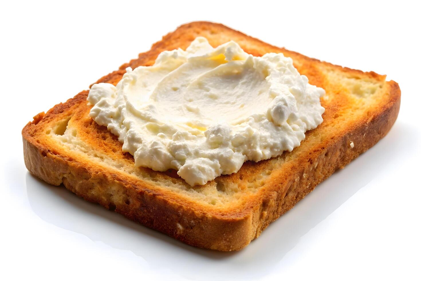 Close-up of toasted bread with cream cheese photo