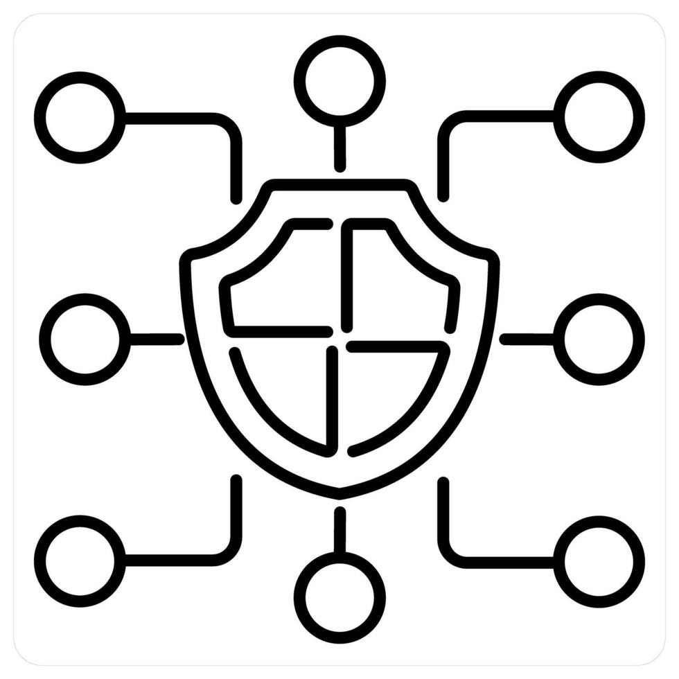 BlockChain icon concept in black line color vector