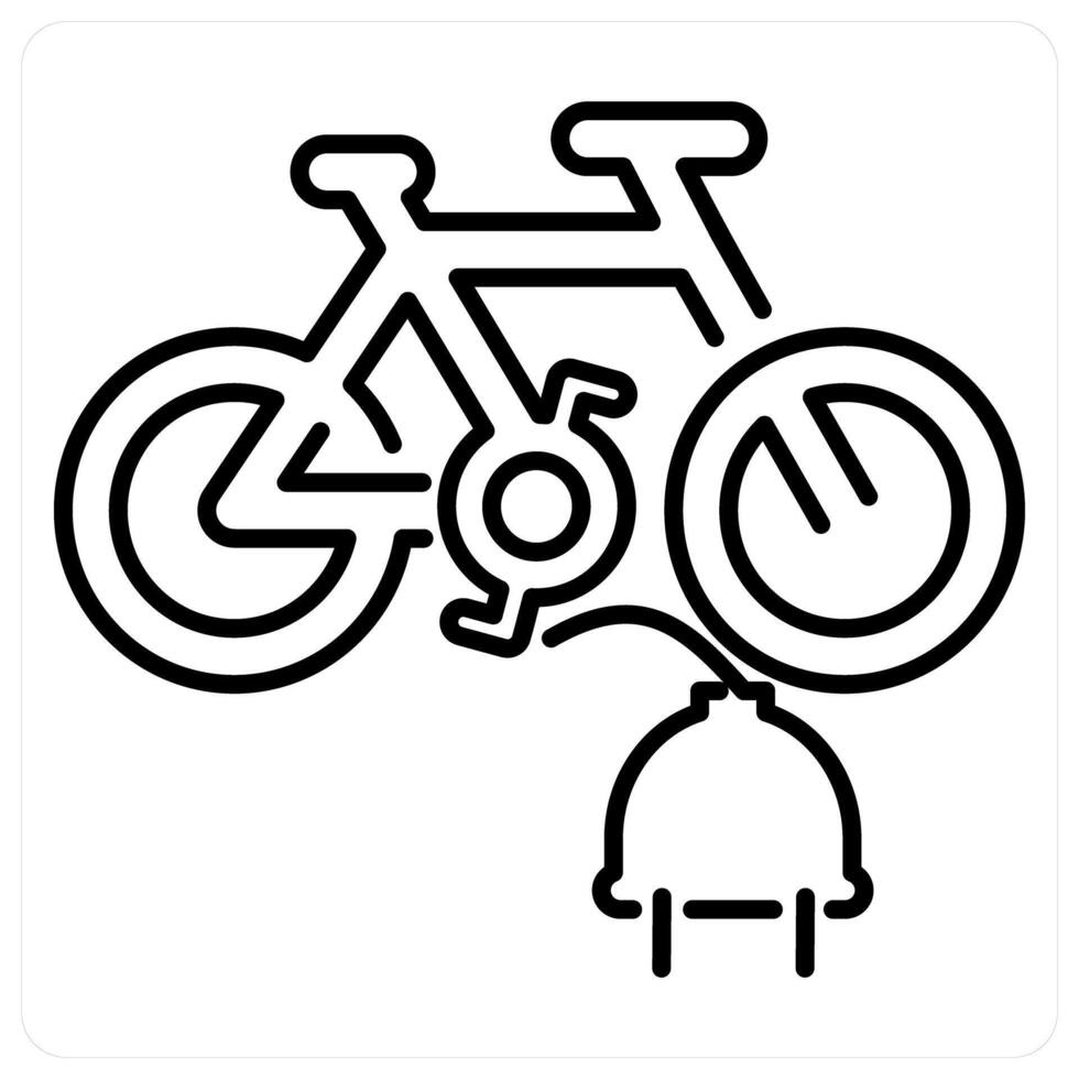 Electric Bicycle icon concept in black line color vector