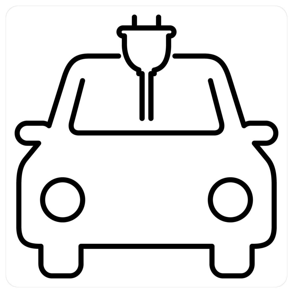 Electric Car and vehicle concept in black line color vector