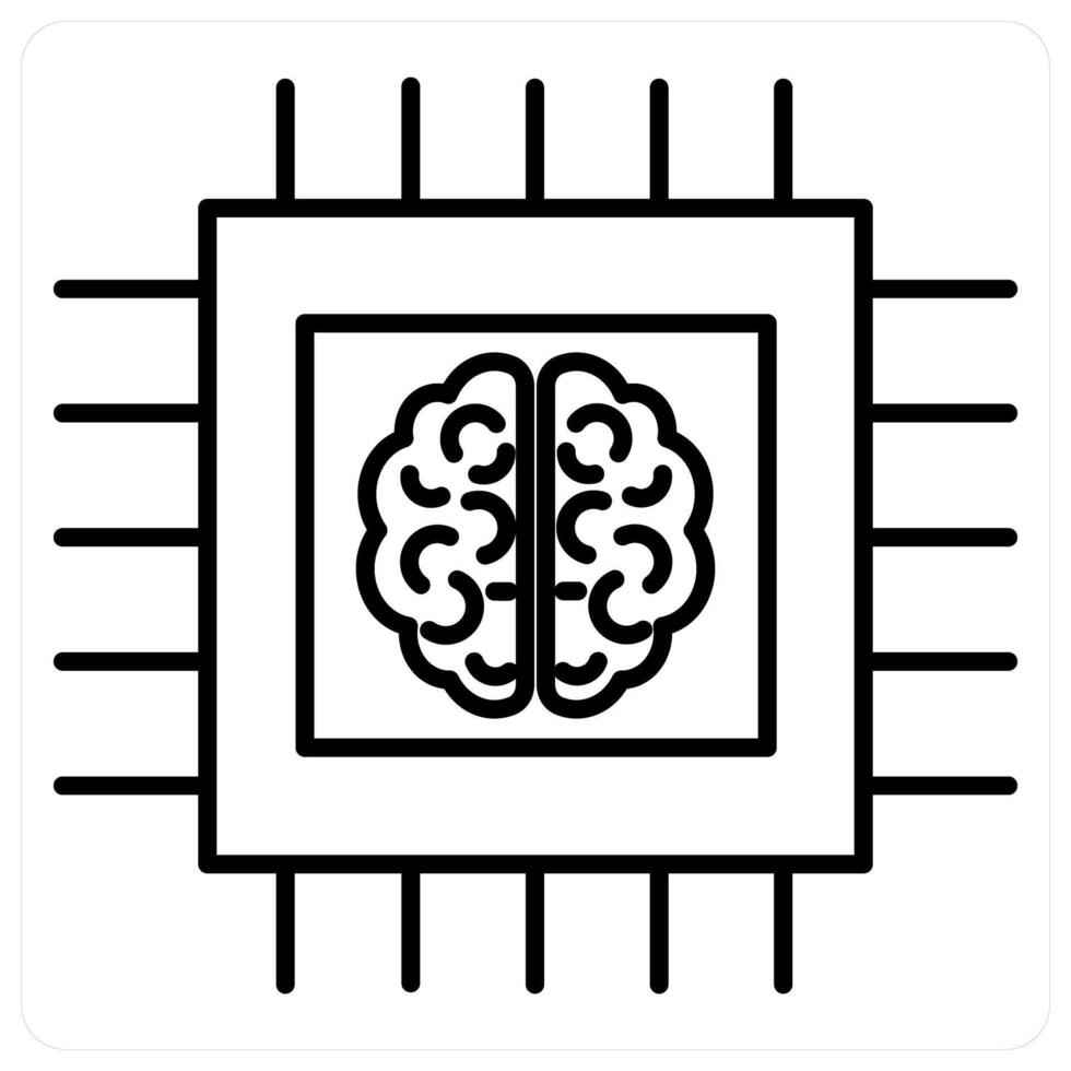 Artificial intelligence icon concept in black line color vector