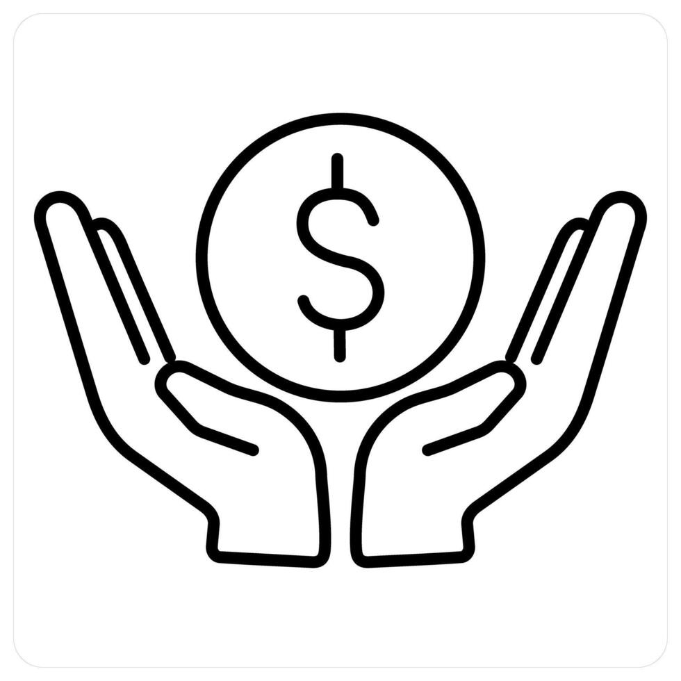 Save Money icon concept in black line color vector