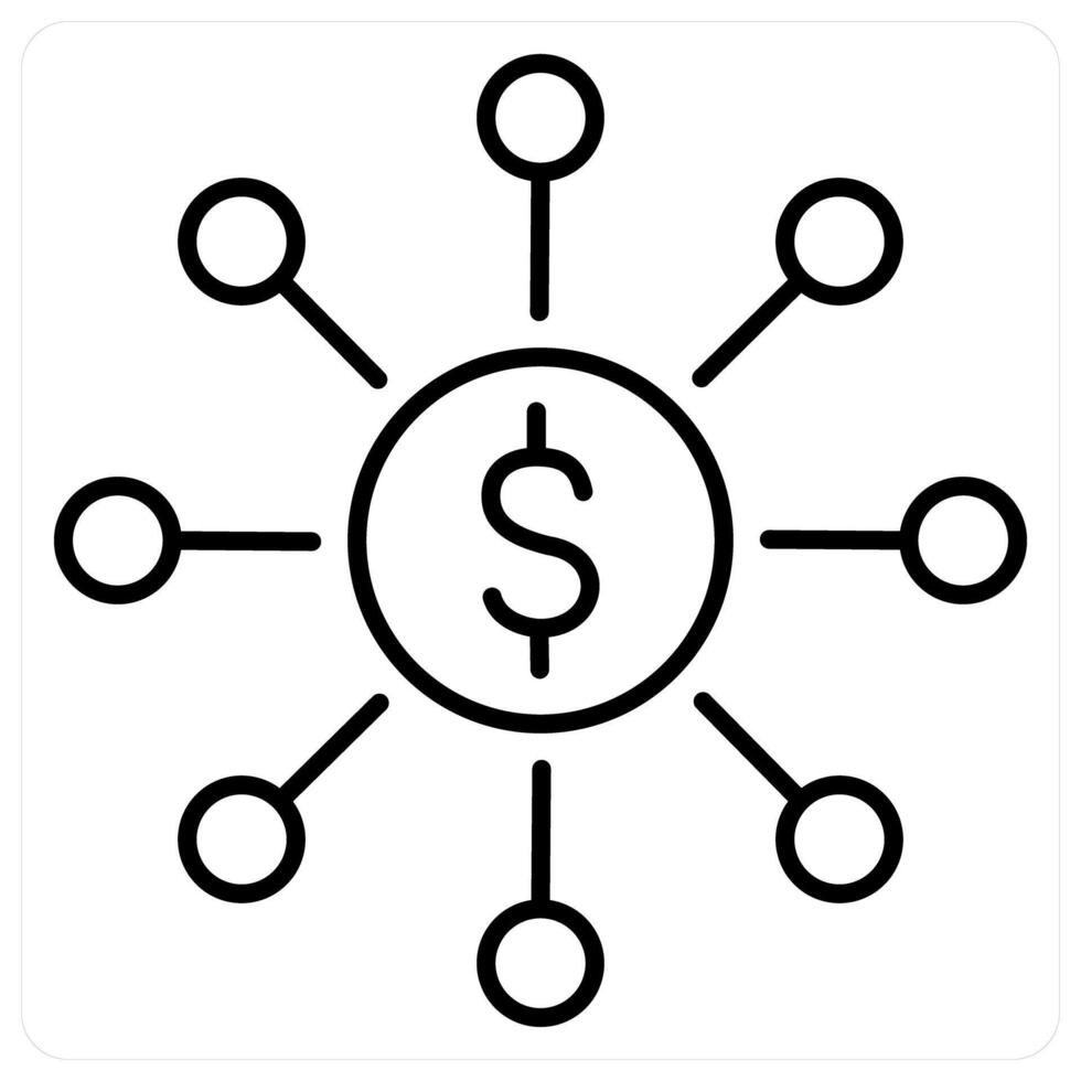 Money Management icon concept in black line color vector