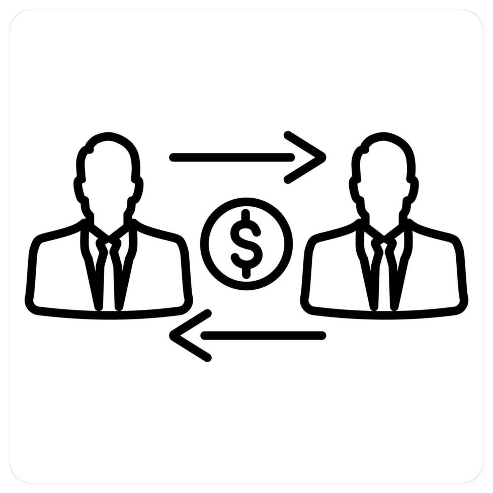 Money Transacation icon concept in black line color vector