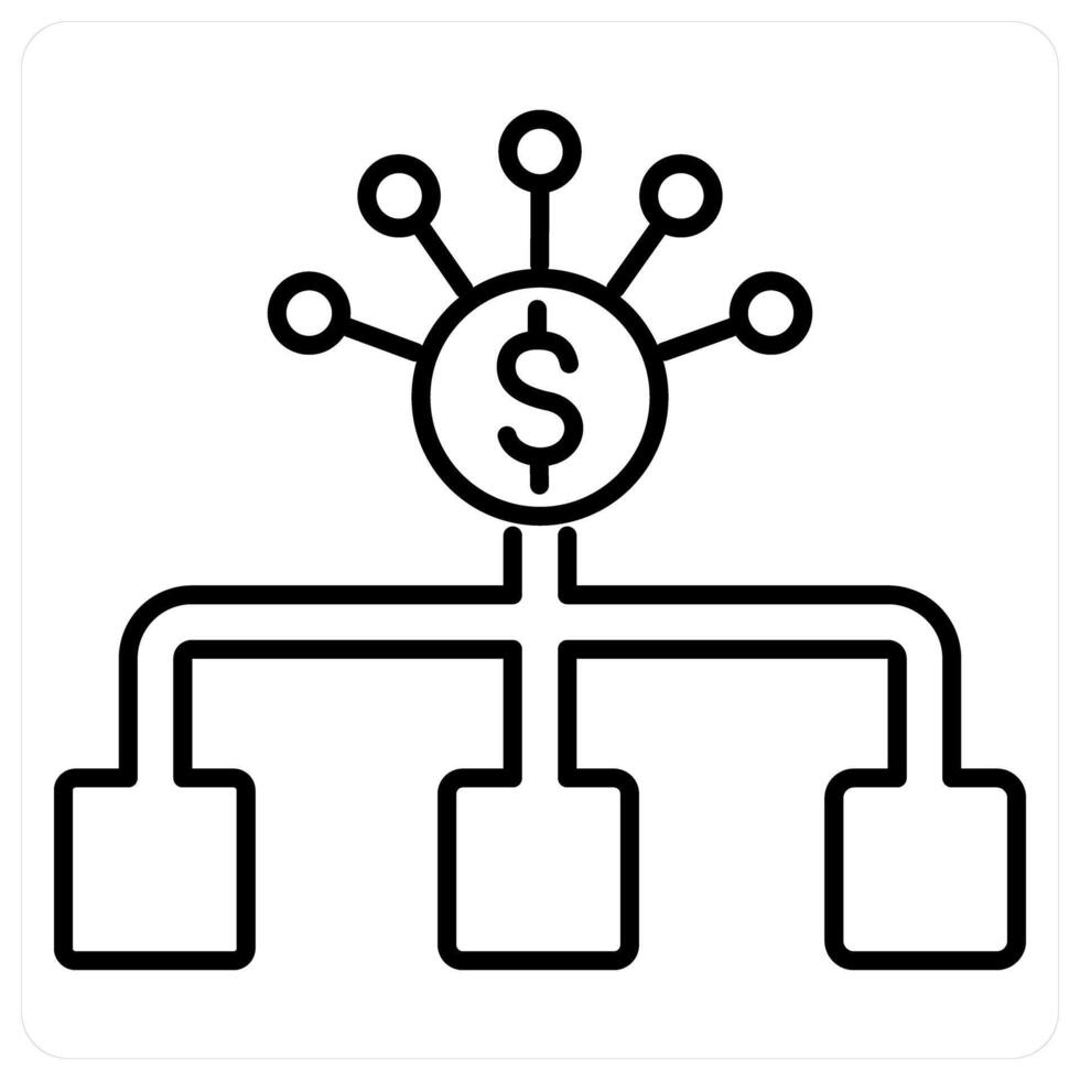 Budget icon in black line color vector