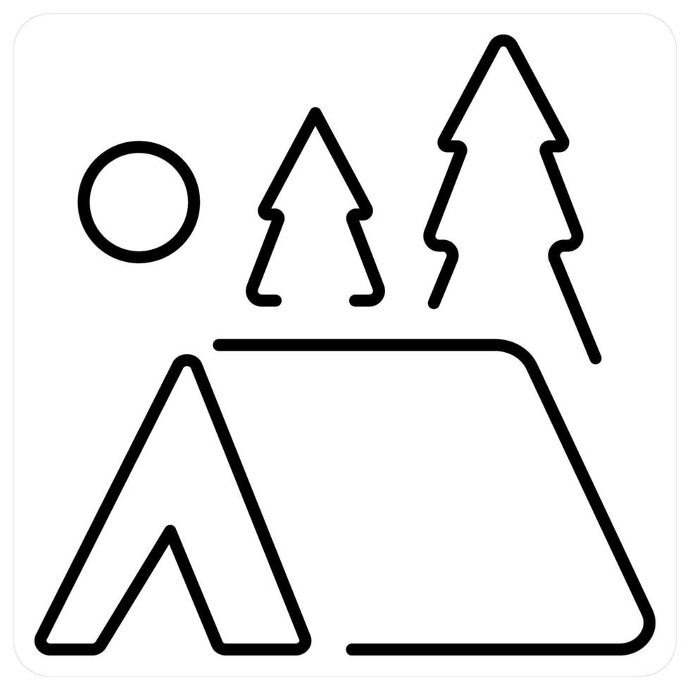 Camping in black line color vector