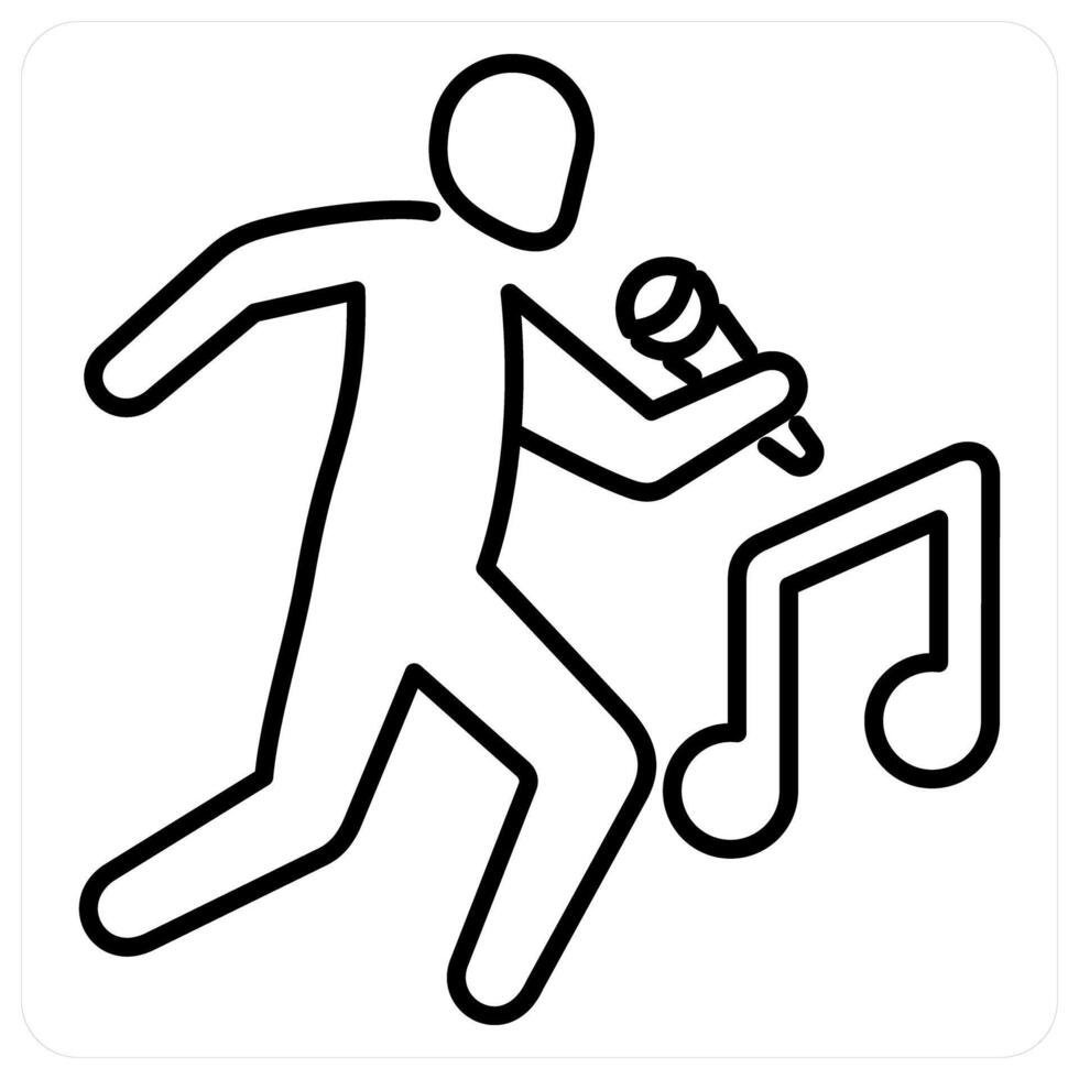 Singing icon concept in black line color vector