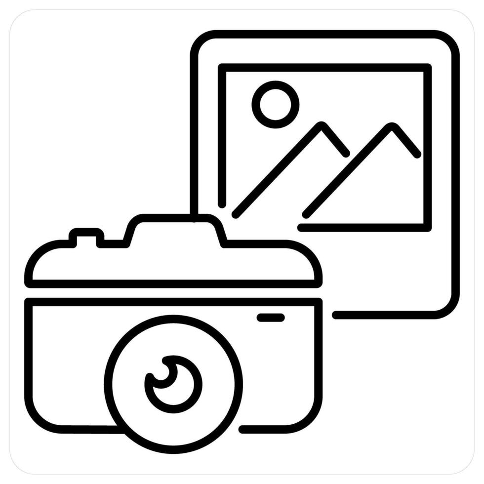 Photography concept in black line color vector