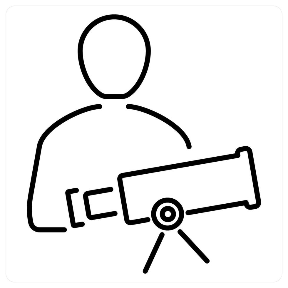 Astronomer icon concept in black line color vector