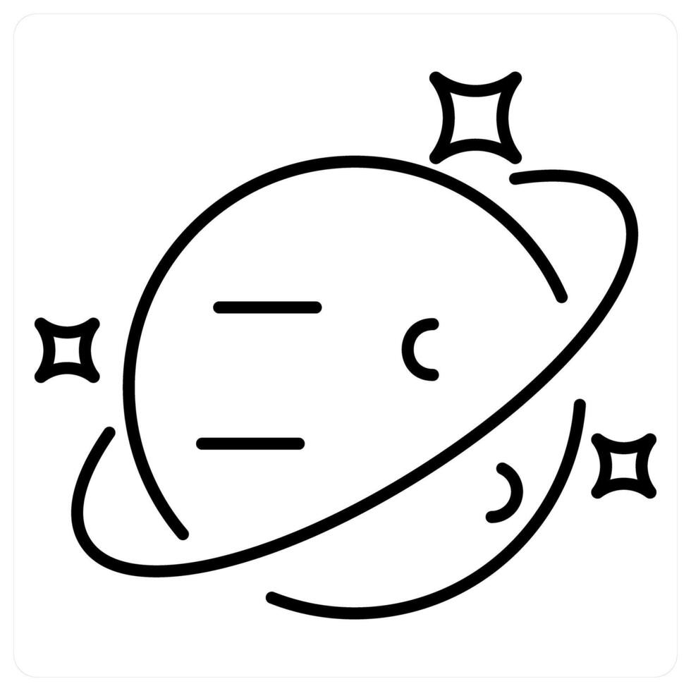 Planet icon in black line color vector