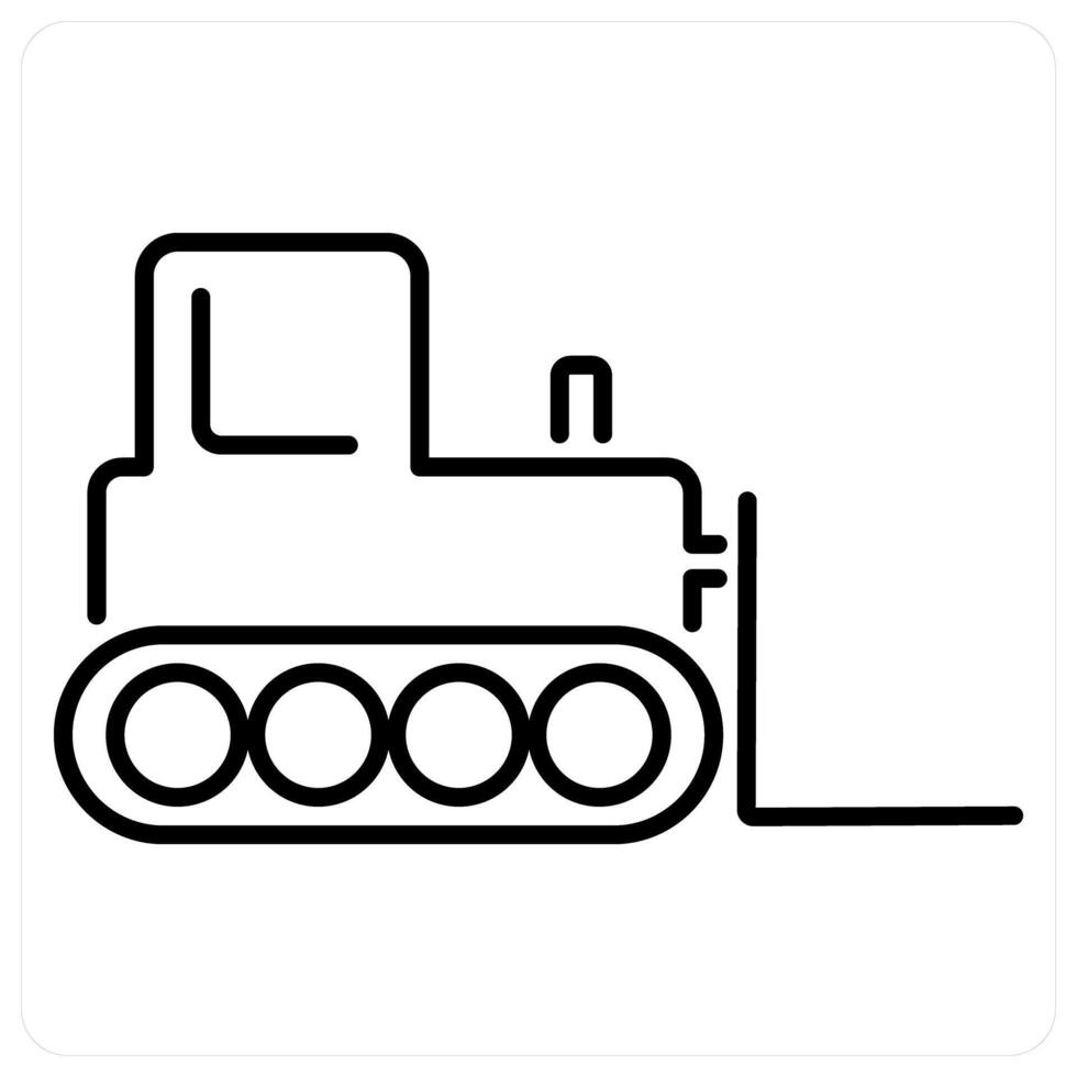 Bulldozer icon concept in black line color vector