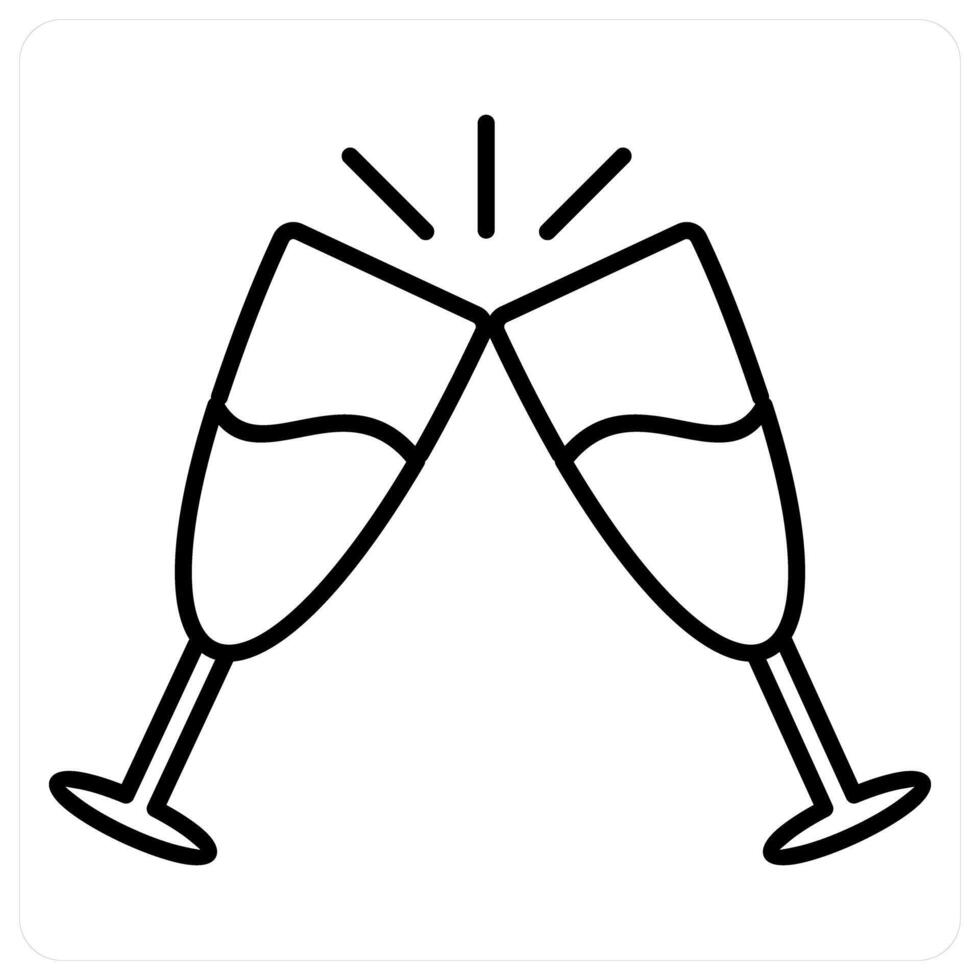 Cheers icon concept in black line color vector
