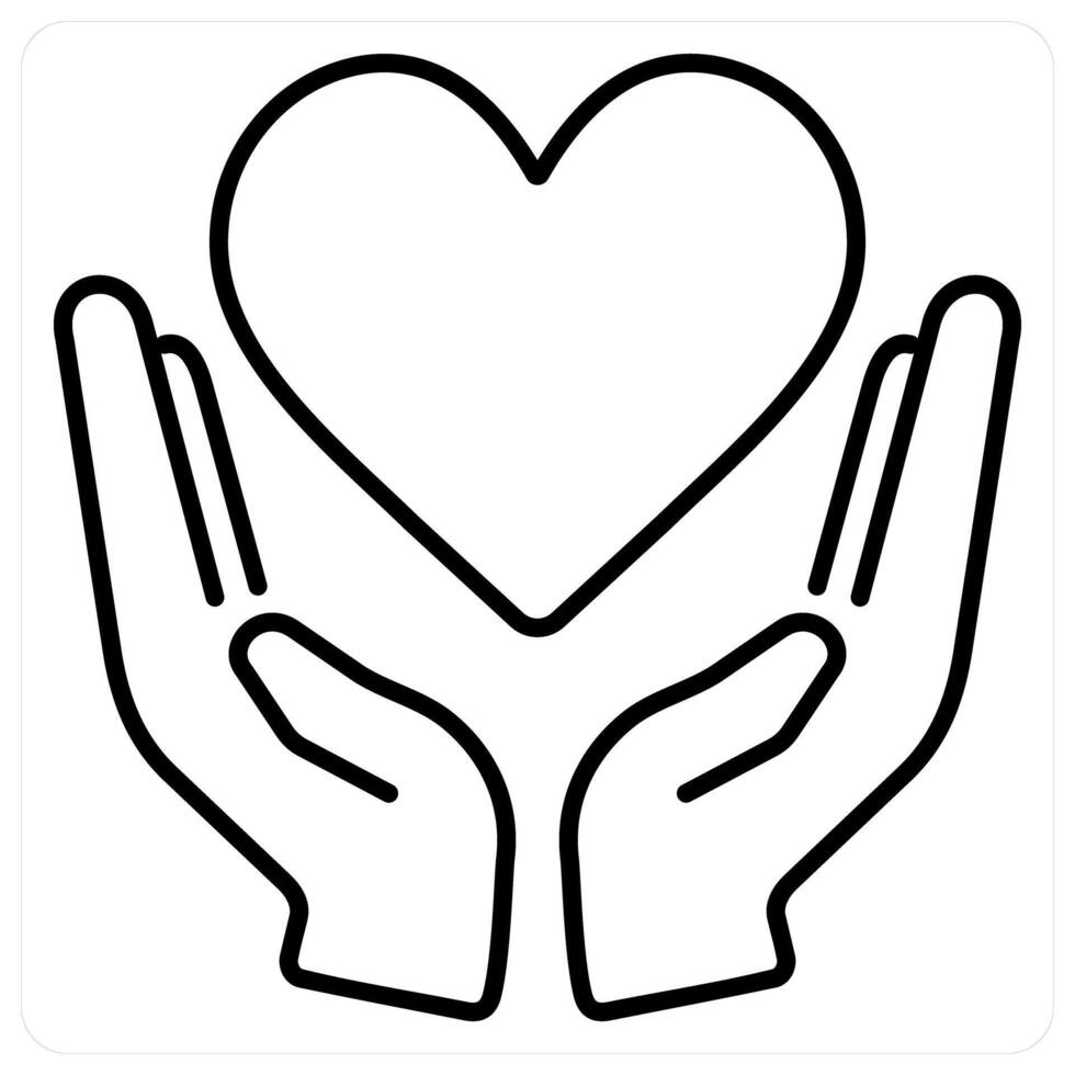Charity icon concept in black line color vector