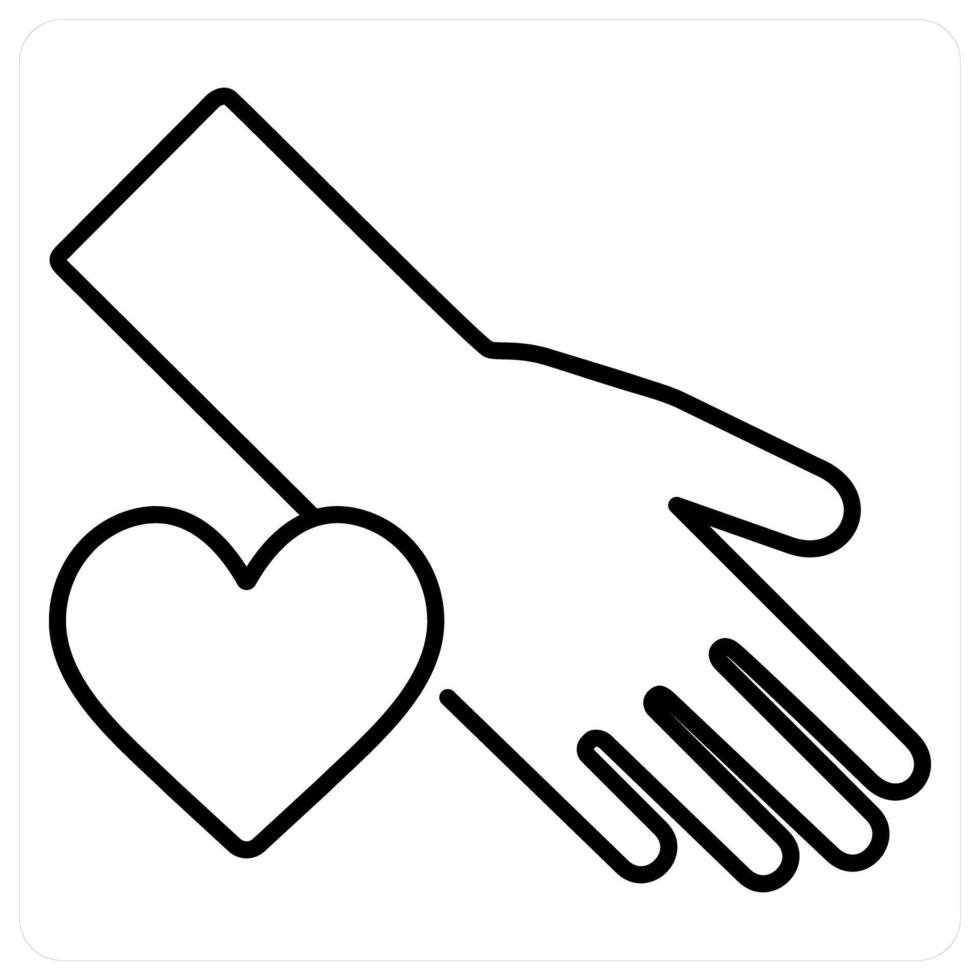 Helping Hand icon concept in black line color vector