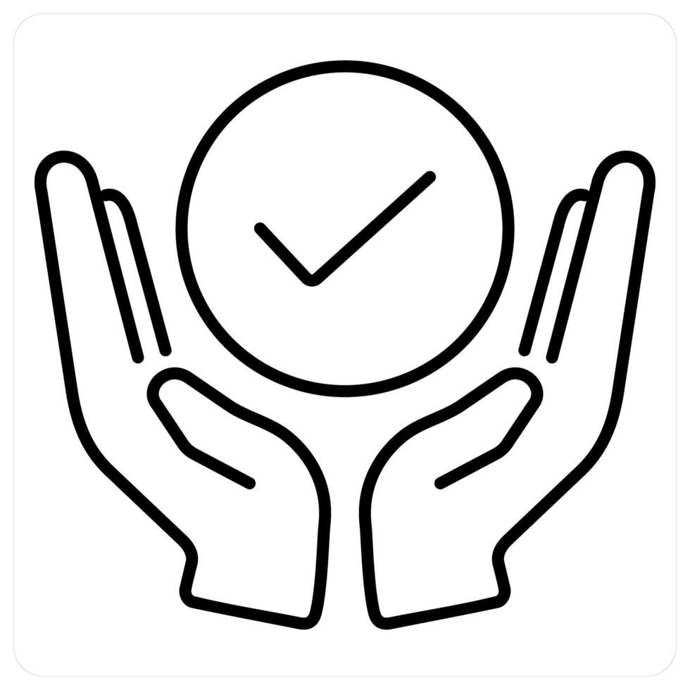 Support and accept icon in black line color vector