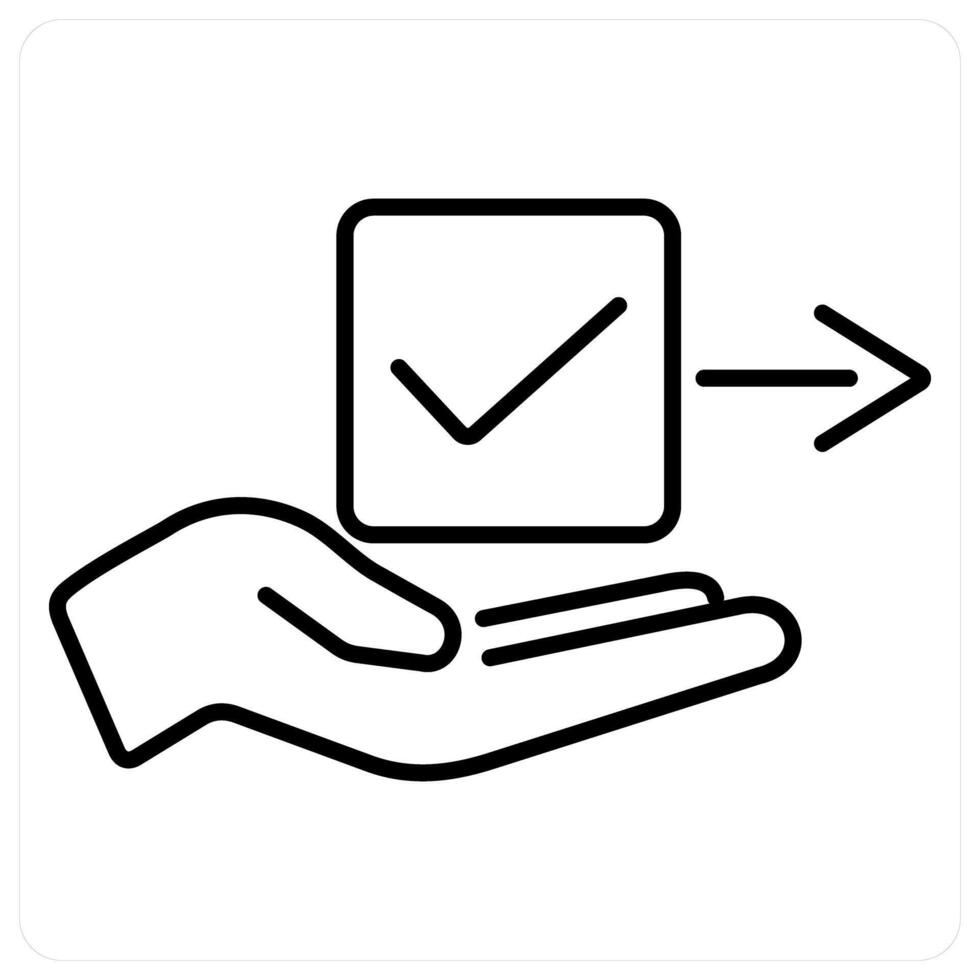 Give Permission icon concept in black line color vector